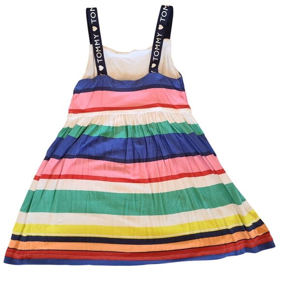 Tommy Hilfiger Girls Multicolor Striped Sleeveless Dress With Logo Straps Size 3 - Picture 2 of 7